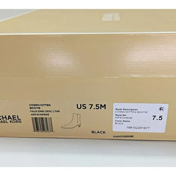 Michael Kors Black Croc-Embossed Heeled Boots - Picture 12 of 12